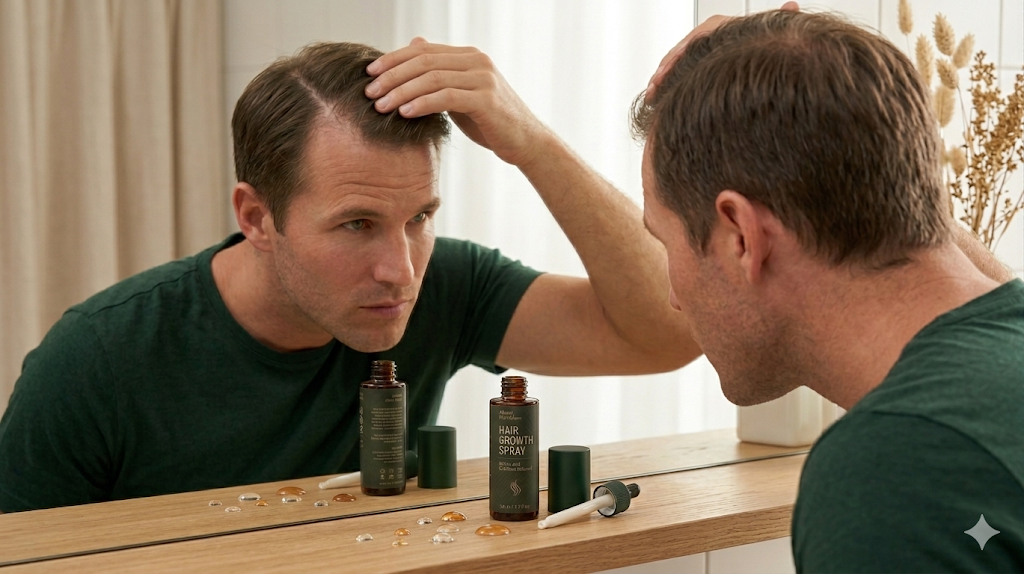 Akemi Hair Glow for men with thinning crown and hairline